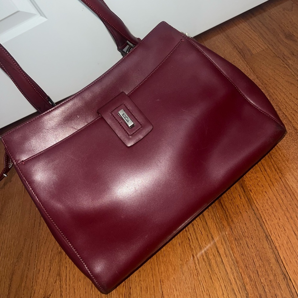 Tumi Burgundy Leather Shoulder Bag